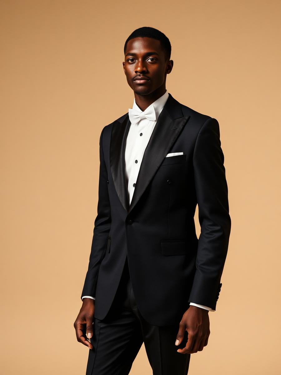 Midnight Black Peak-Lapel Tuxedo